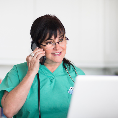 Nurse on the phone with a patient